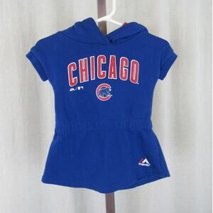 Majestic 12M MLB Chicago Cubs Hooded Sweatshirt Dress EUC Short Sleeves